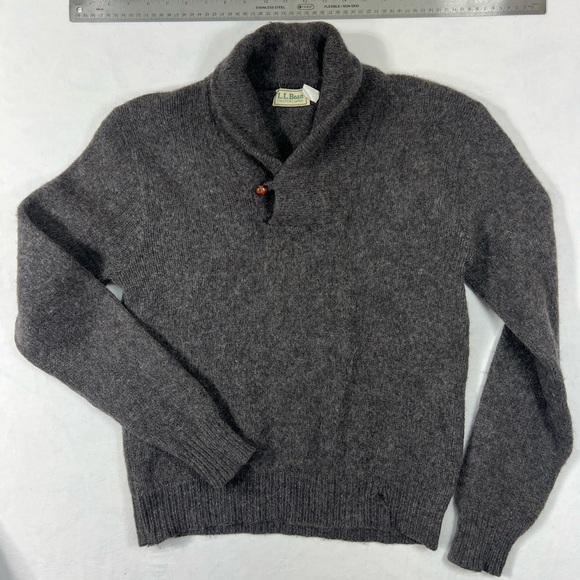 Vintage LL Bean Grey Shawl Collar Sweater Men's